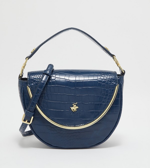 Navy Marietta Textured Quilted Crossbody Bag - CHARLES & KEITH SE