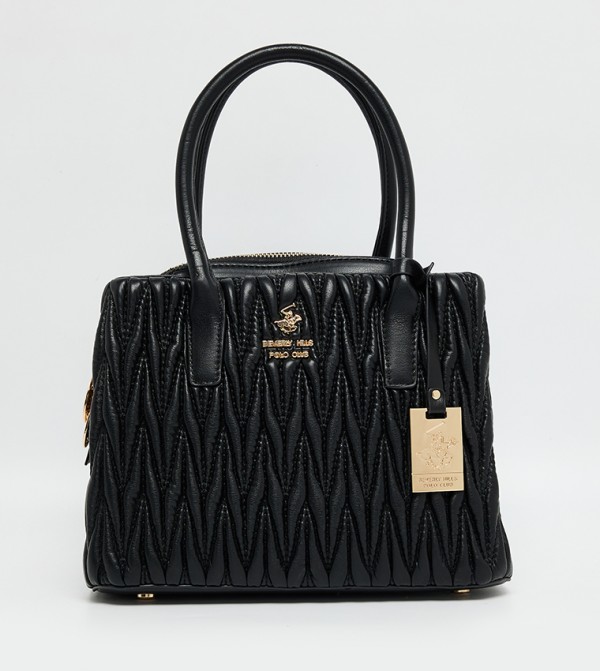 Logo Detail Quilted Satchel Bag