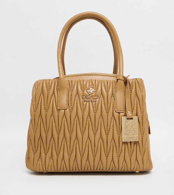 Logo Detail Quilted Satchel Bag