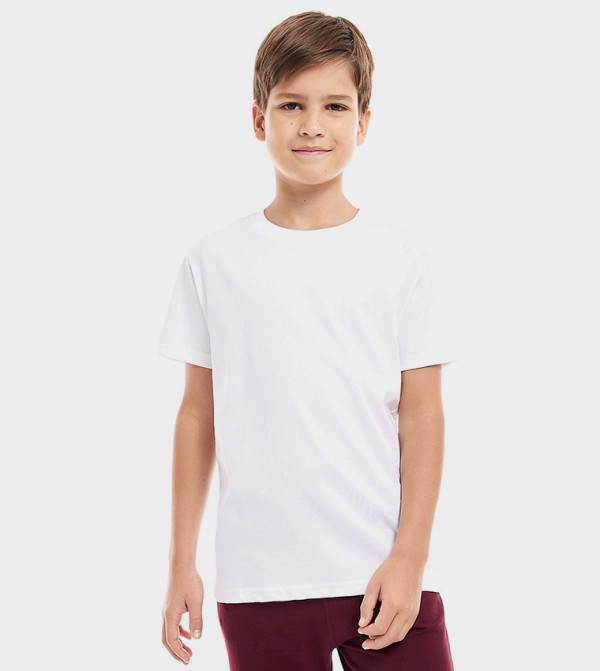 Solid T-Shirt with Crew Neck and Short Sleeves