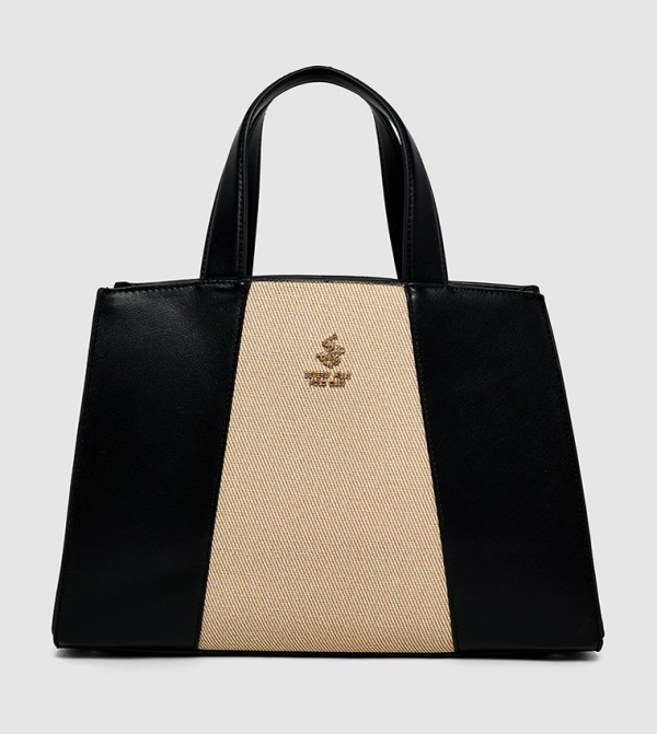 Color Block Zippered Tote Bag