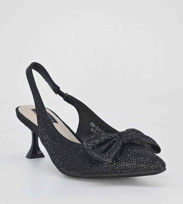 Bow Embellished Slingback Pumps