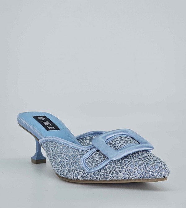 Lace Upper Buckle Detail Mules