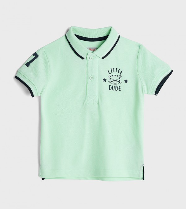 Contrast Trim Polo T-Shirt with Short Sleeves