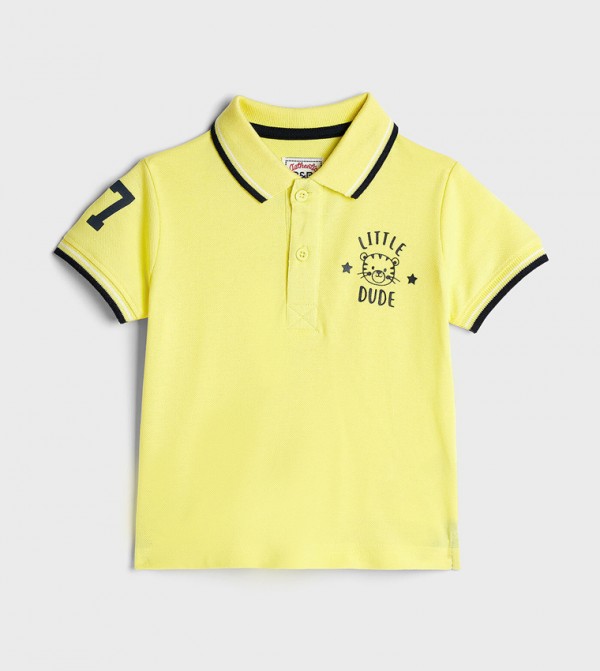Contrast Trim Polo T-Shirt with Short Sleeves