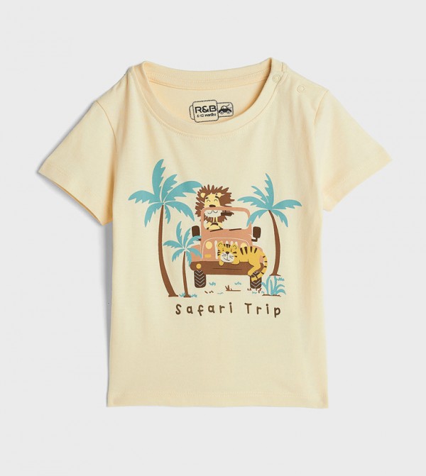 Printed T-Shirt with Crew Neck and Short Sleeves