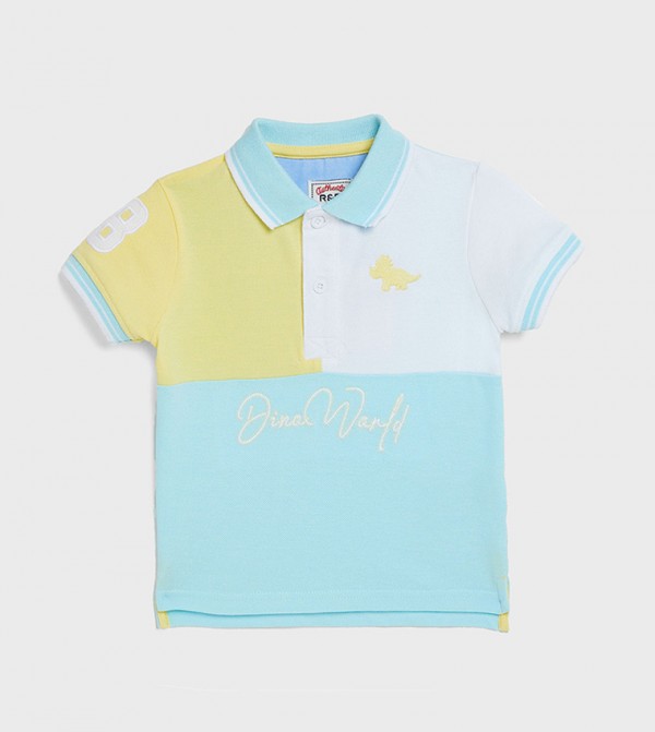 Color Block Polo T-Shirt with Short Sleeves