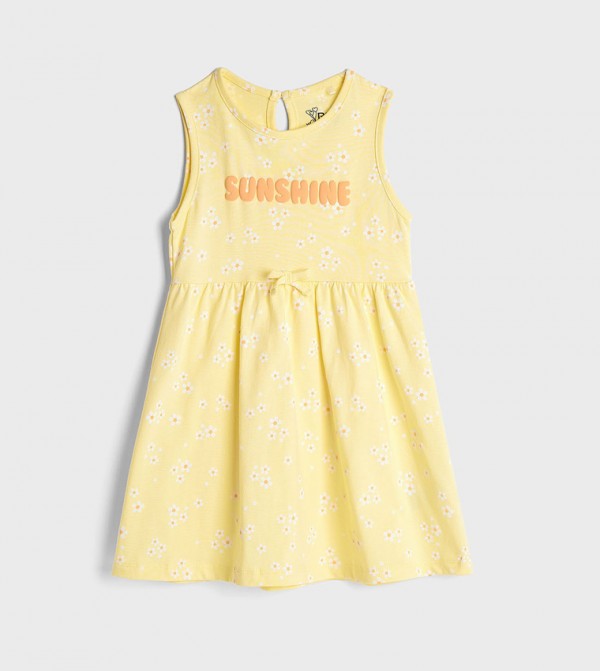 Printed Sleeveless Mini Dress with Crew Neck