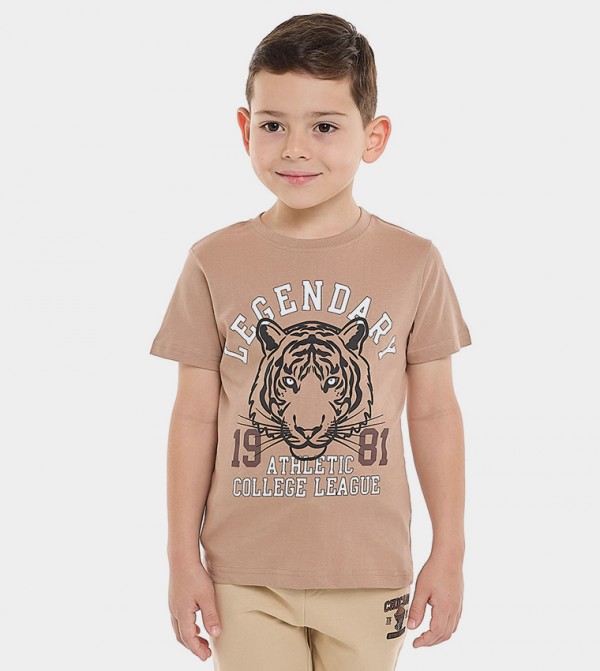Printed T-Shirt with Crew Neck and Short Sleeves