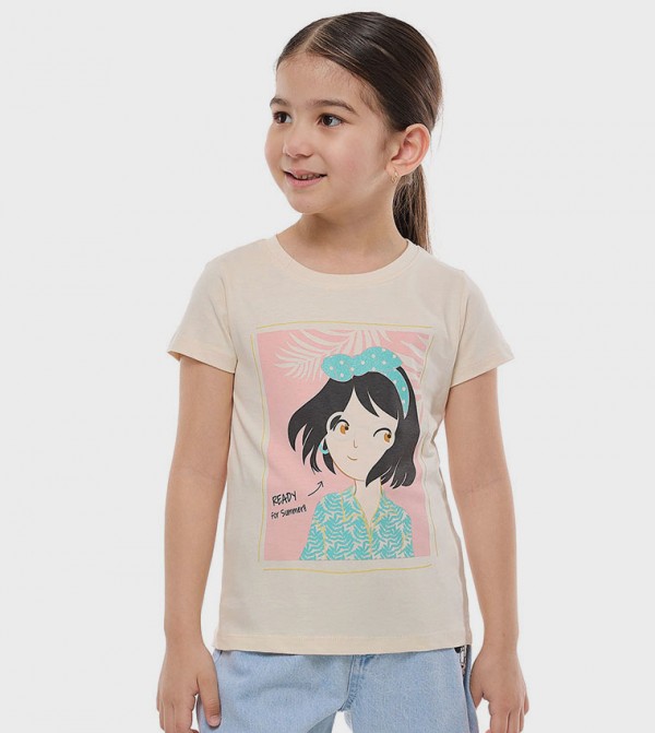 Printed T-Shirt With Crew Neck and Short Sleeves