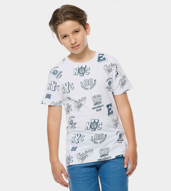 Printed T-Shirt with Crew Neck and Short Sleeves