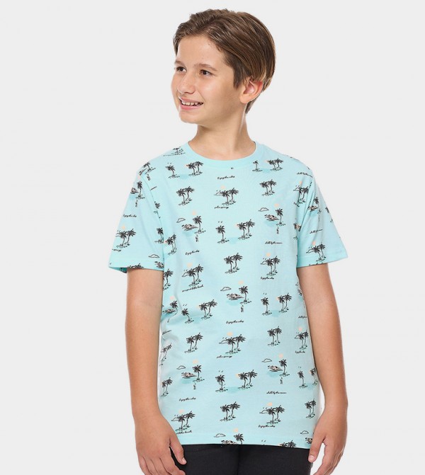 Printed T-Shirt with Crew Neck and Short Sleeves
