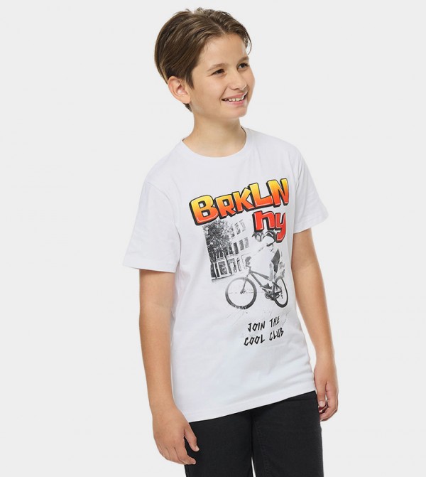 Printed T-Shirt with Crew Neck and Short Sleeves