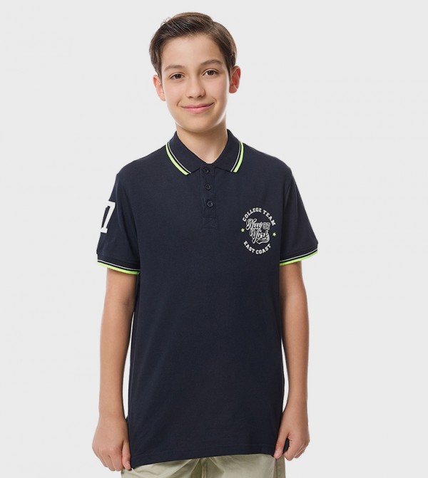 Printed Polo T-Shirt with Short Sleeves