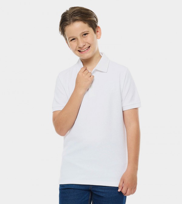 Textured Polo T-Shirt with Short Sleeves
