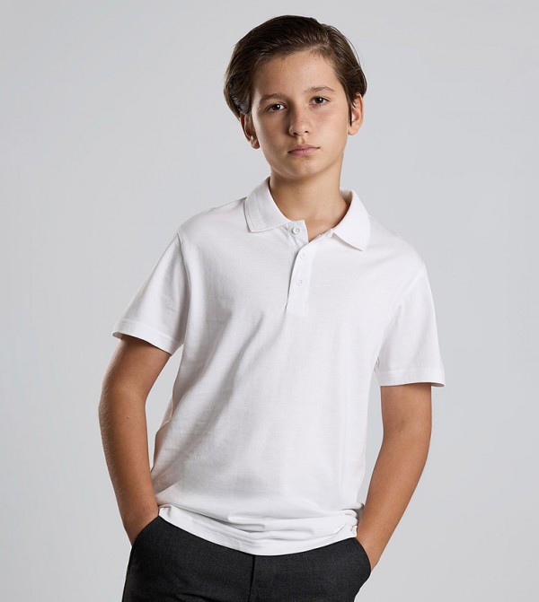Solid Polo T-Shirt with Short Sleeves