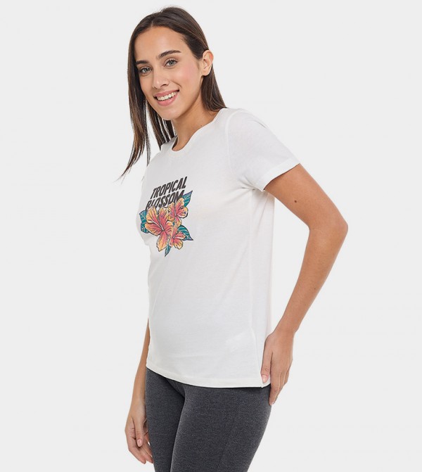 Printed T-Shirt with Crew Neck and Short Sleeves