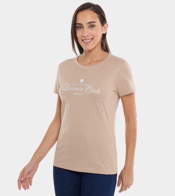 Printed T-Shirt with Crew Neck and Short Sleeves