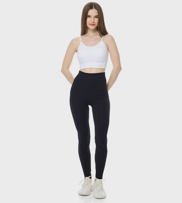 Ribbed Leggings with Elastic Waist