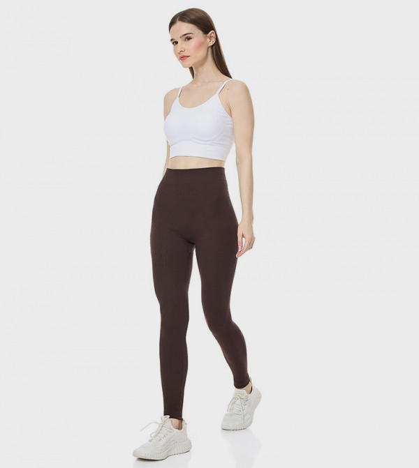 Ribbed Leggings with Elastic Waist