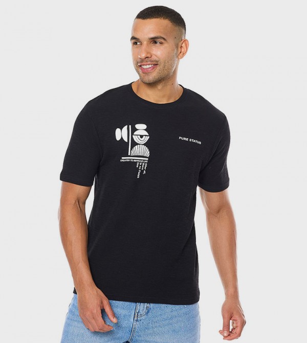 Printed T-Shirt with Crew Neck and Short Sleeves