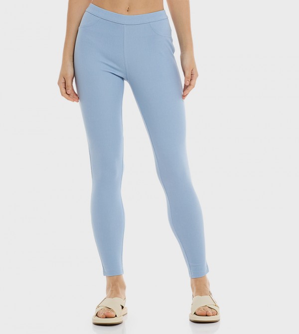 Solid Jeggings with Elastic Waist