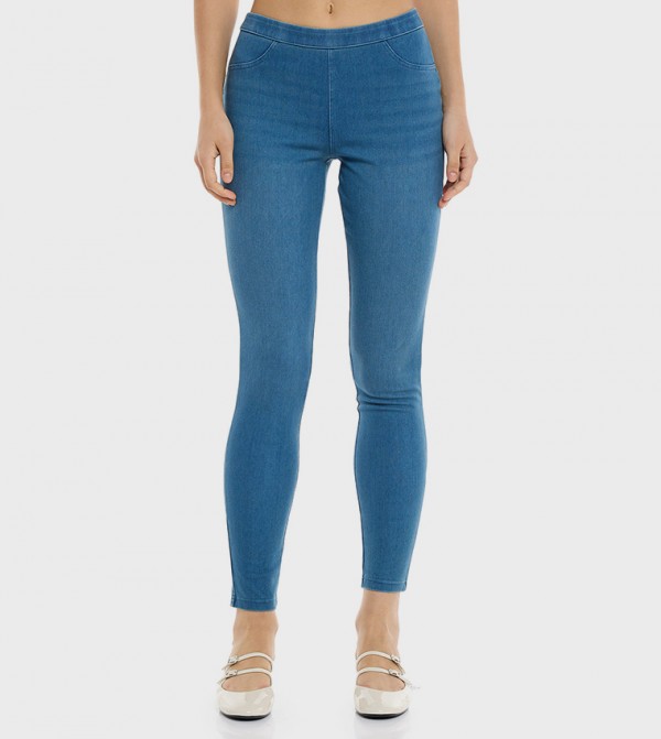 Faded Jeggings with Elastic Waist