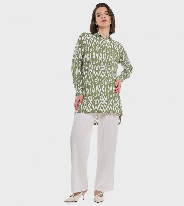 Textured Straight Fit Pants with Drawstring Closure