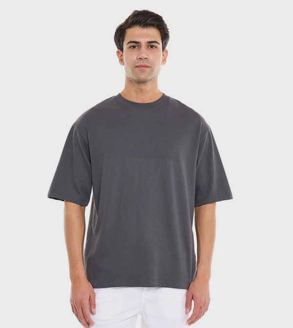 Solid T-Shirt With Crew Neck and Short Sleeves