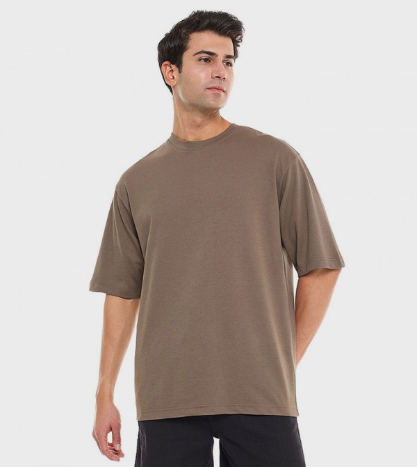 Solid T-Shirt With Crew Neck and Short Sleeves