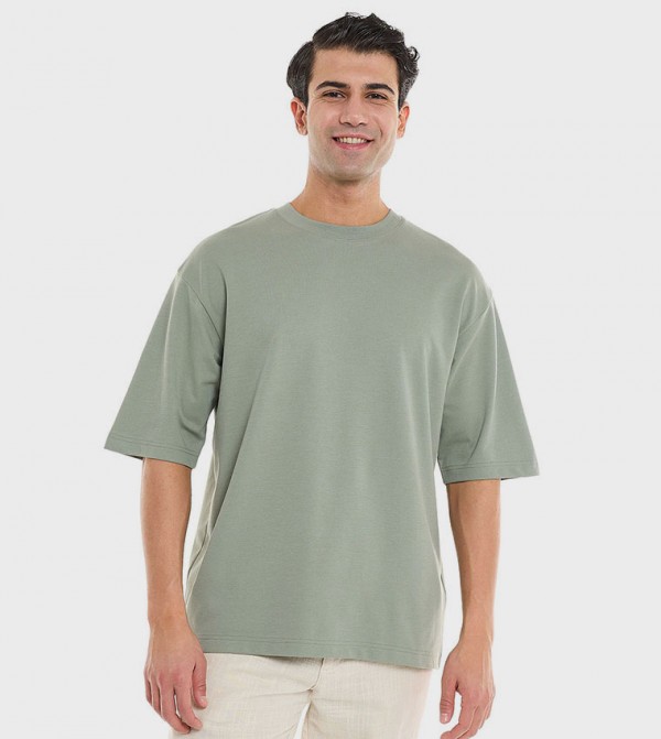 Solid T-Shirt With Crew Neck and Short Sleeves