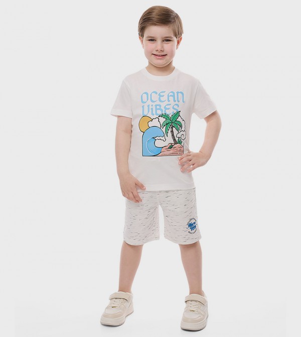 Printed T-Shirt with Crew Neck and Short Sleeves