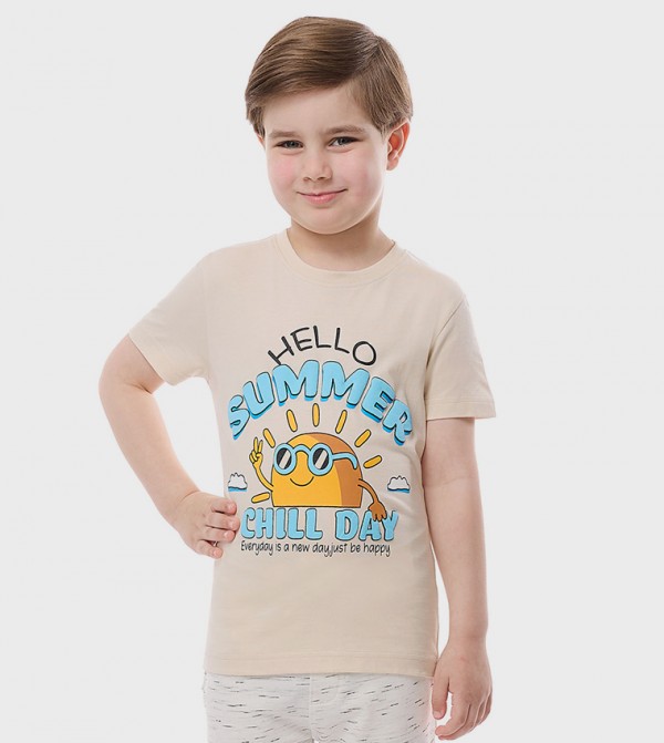 Printed T-Shirt with Crew Neck and Short Sleeves