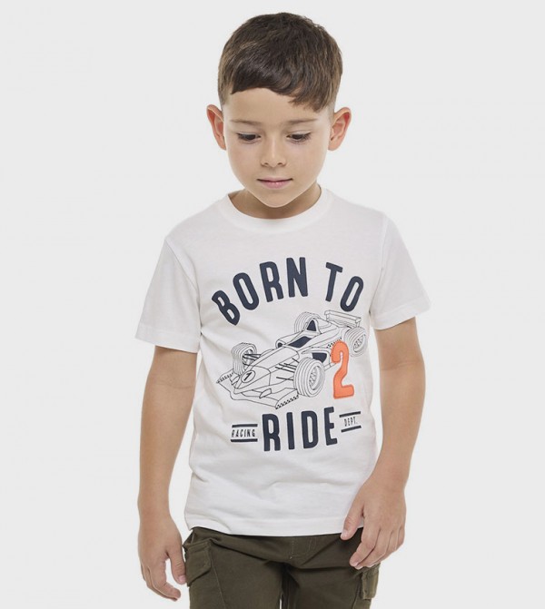 Printed T-Shirt with Crew Neck and Short Sleeves