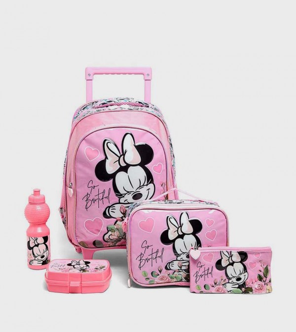 Minnie Mouse Print 16" Trolley Backpack Set