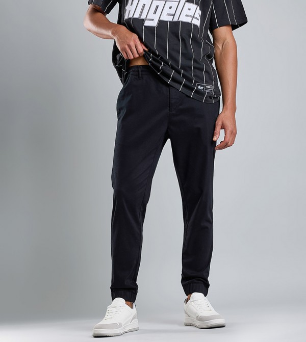 Solid Jogger Pants with Drawstring Waist