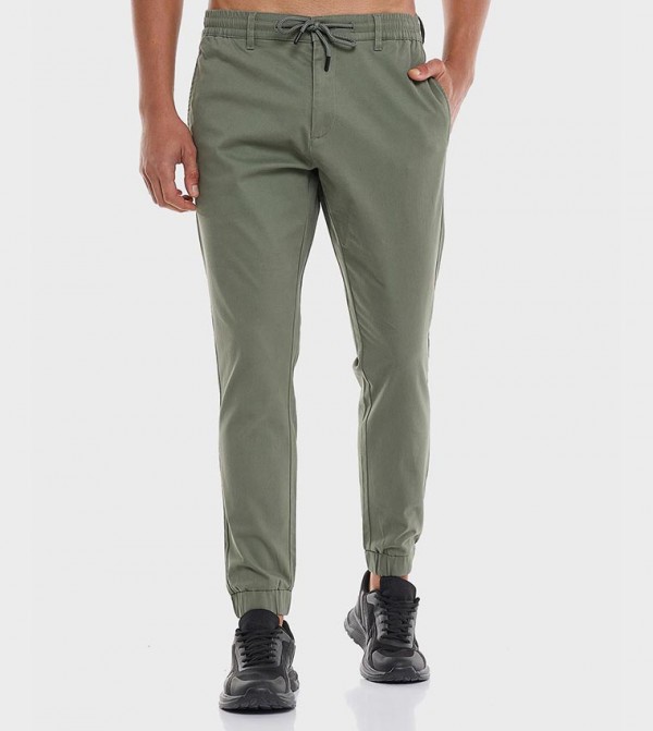 Solid Jogger Pants with Drawstring Waist