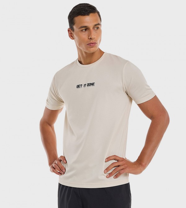 Printed Active T-Shirt with Crew Neck and Short Sleeves