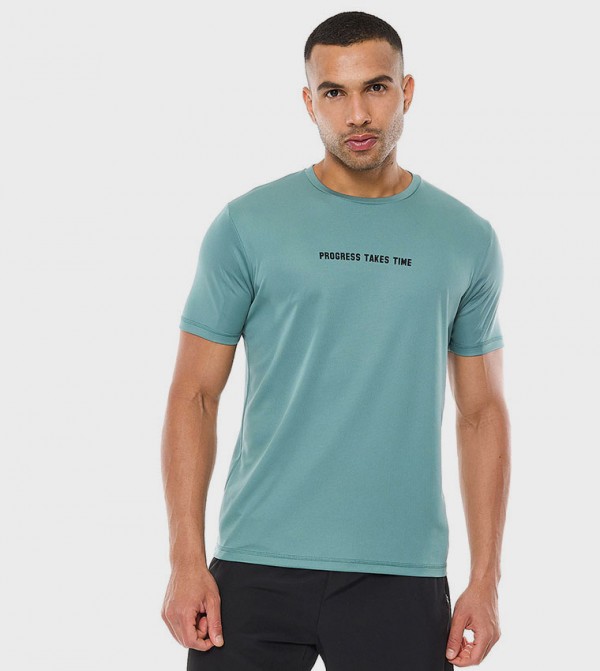Printed Active T-Shirt with Crew Neck and Short Sleeves