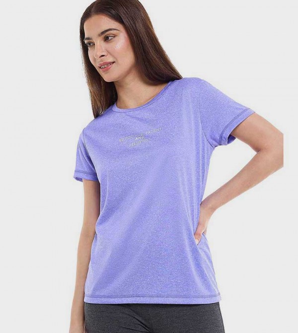 Printed Active T-Shirt with Crew Neck and Short Sleeves