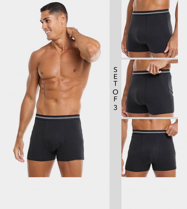 3 Pack Solid Boxer Briefs