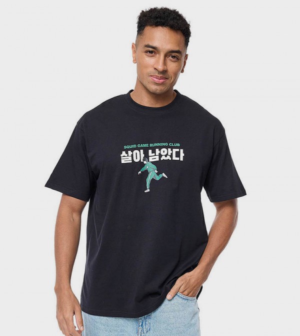 Printed T-Shirt with Crew Neck and Short Sleeves