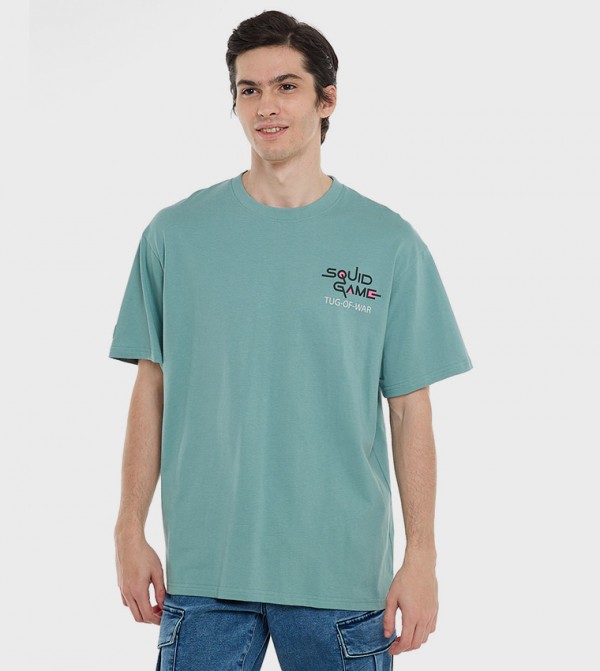 Squid Game Theme T-Shirt with Crew Neck and Short Sleeves