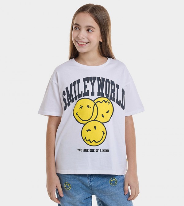 Printed T-Shirt with Crew Neck and Short Sleeves