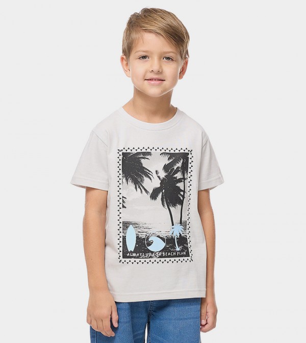 Printed T-Shirt with Crew Neck and Short Sleeves