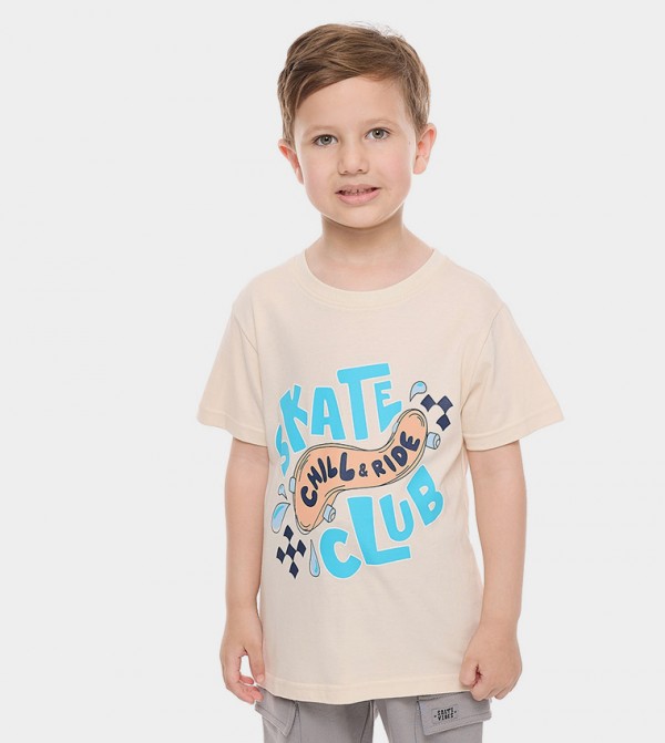 Printed T-Shirt with Crew Neck and Short Sleeves