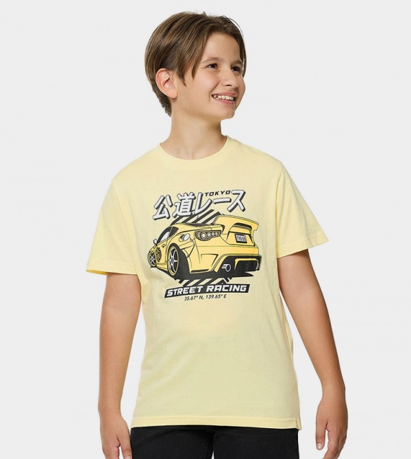 Printed T-Shirt with Crew Neck and Short Sleeves