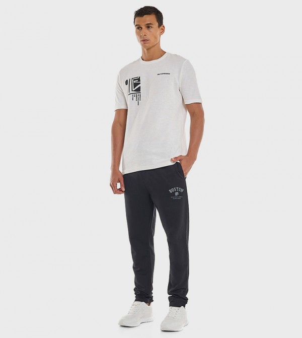 Printed Sweatpants with Drawstring Closure