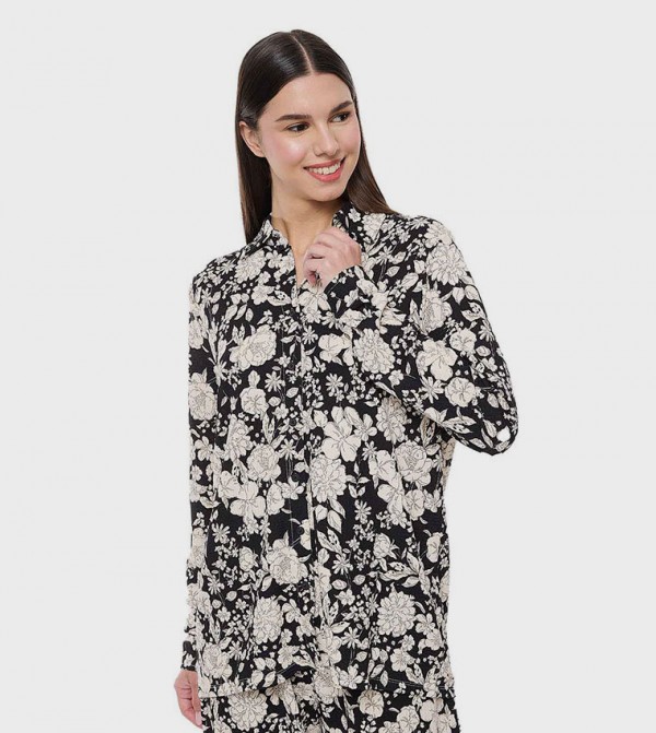 Printed Shirt Tunic with Long Sleeves