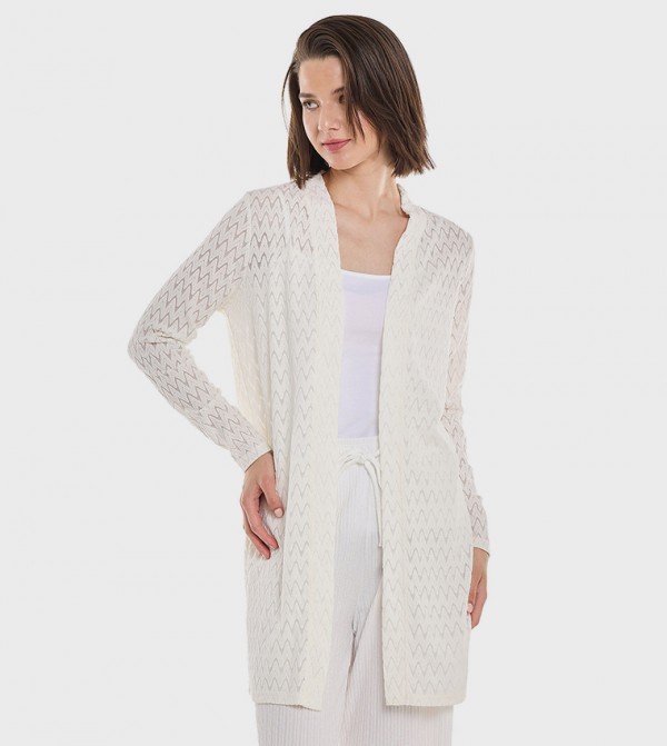 Self Patterned Long Sleeves Kimono